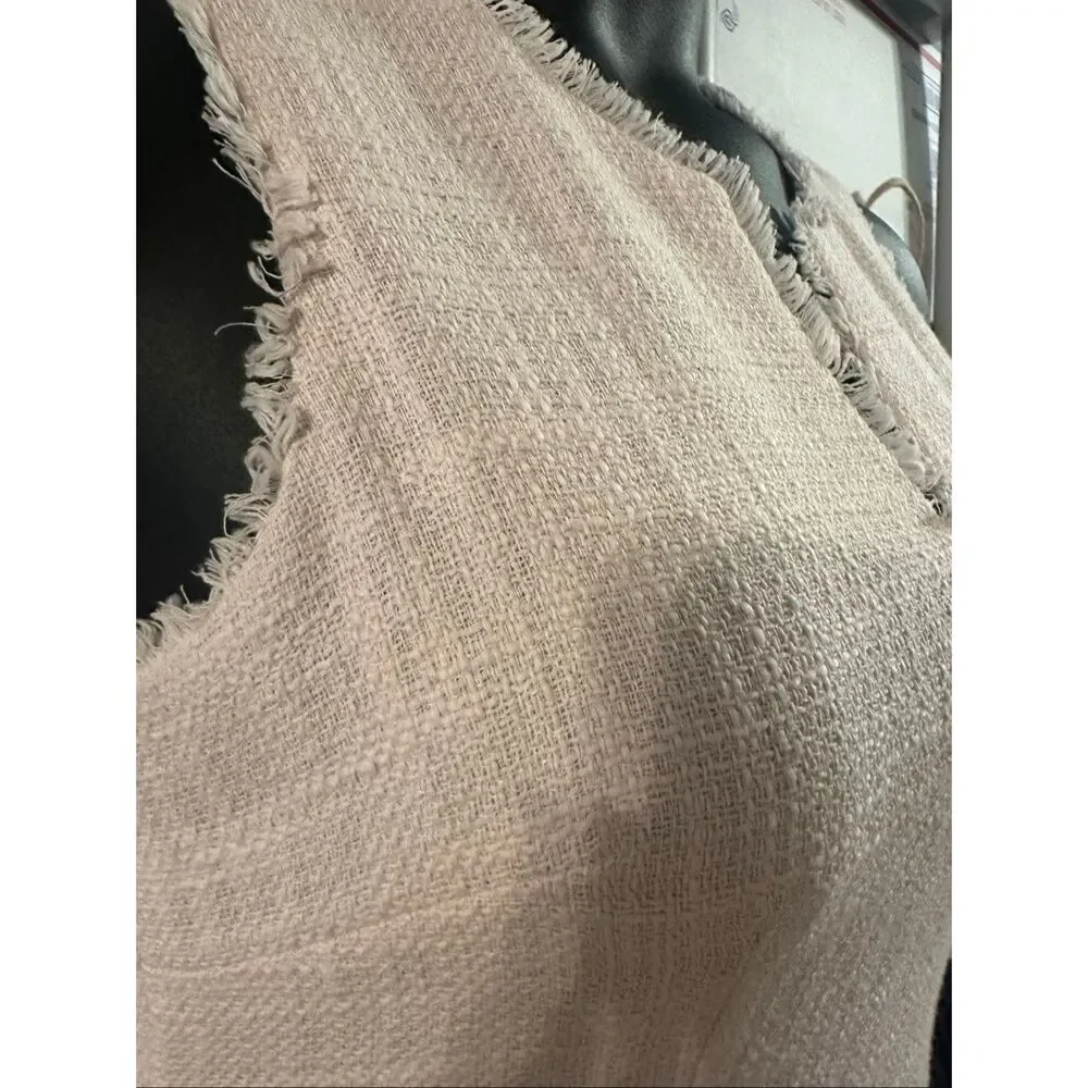 Karl Lagerfeld Women's Peach Blush Tweed V-Neck Sleeveless Shift Dress Size 4 - Picture 3 of 9
